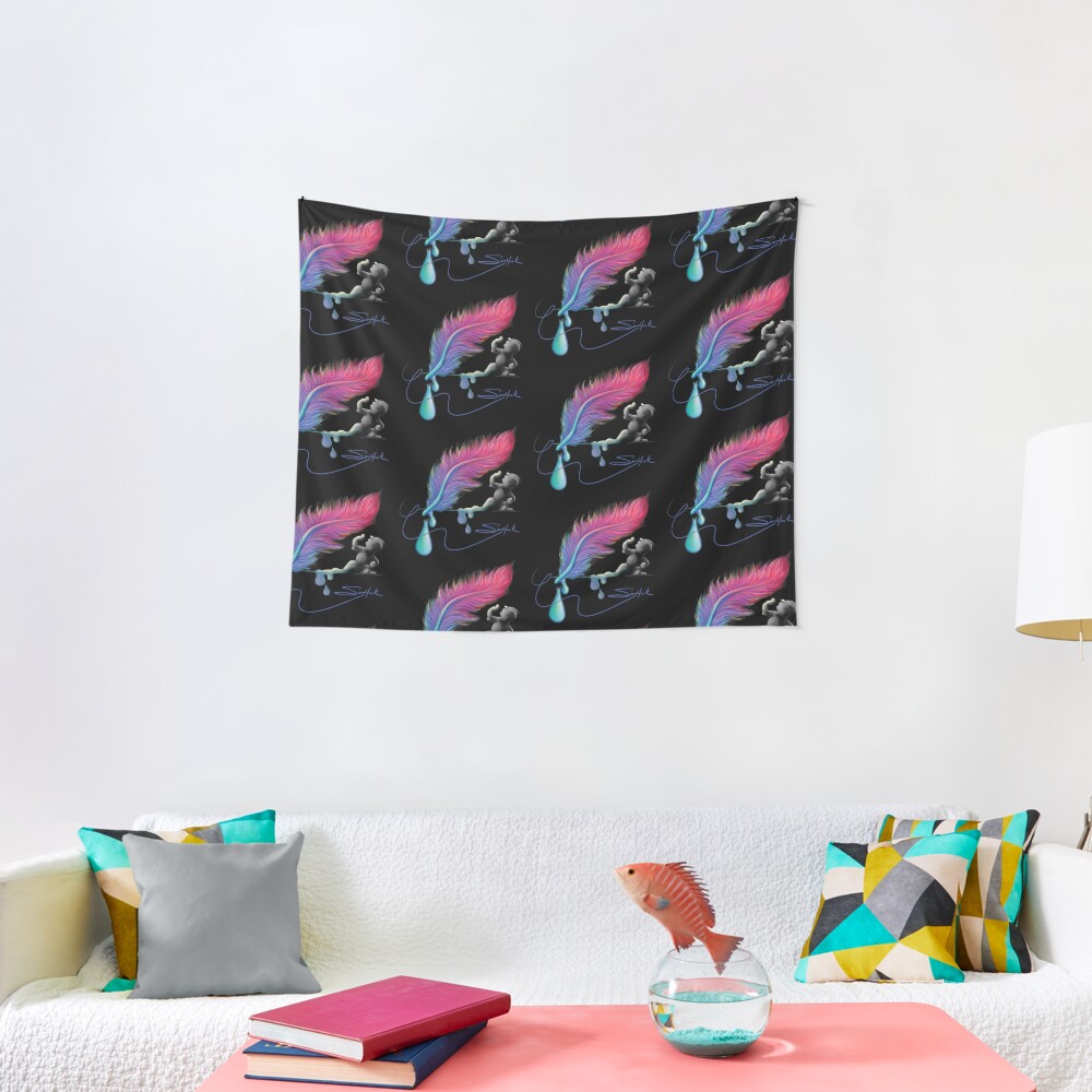 Feather pen drip Tapestry