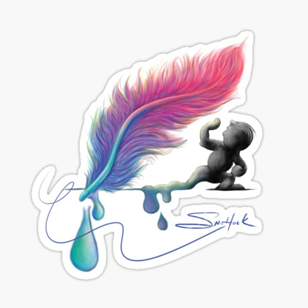 Feather pen drip Sticker