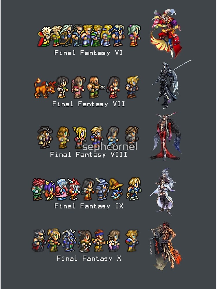 Final Fantasy Vi To X Greeting Card By Sephcornel Redbubble