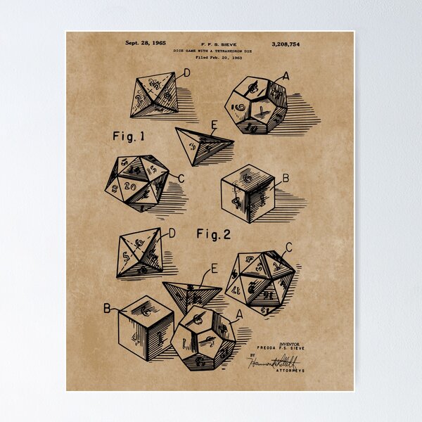 Item preview, Patent Print Design RPG Dice Set 1999 designed and sold by MadebyDesign.
