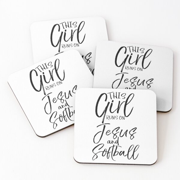 Item preview, This Girl Runs on Jesus and Softball Christian Quote designed and sold by TNDesignStudio.