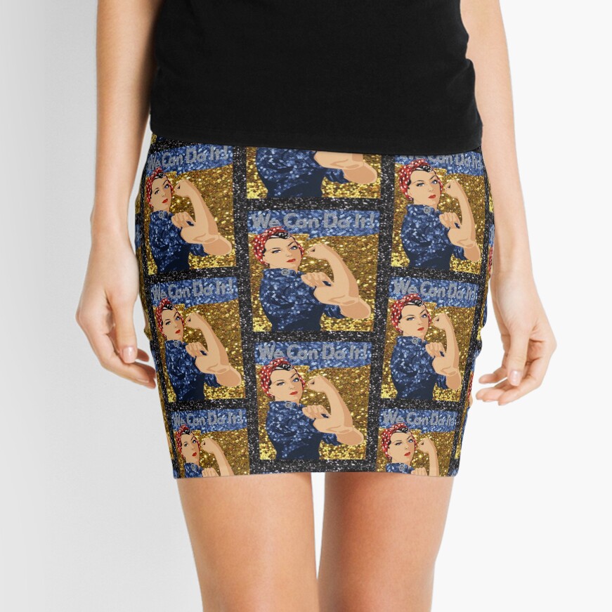 glitter print rosie the riveter Mini Skirt
