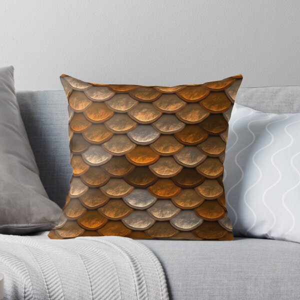 Shimmering scale pattern in brown and copper tones Throw Pillow