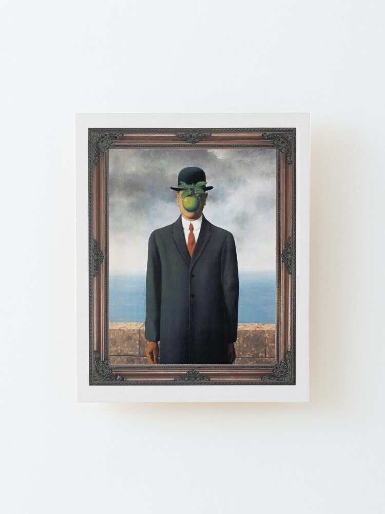 surrealism painting The son of man with floating green apple self