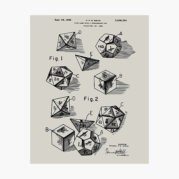 Patent Prints 1999 - RPG Set of Dice Photographic Print