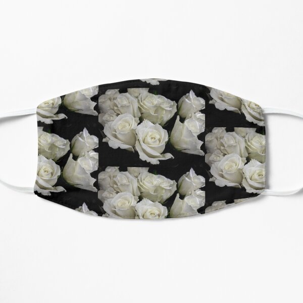 NATURES-WHITE ROSES ON BLACK Mask