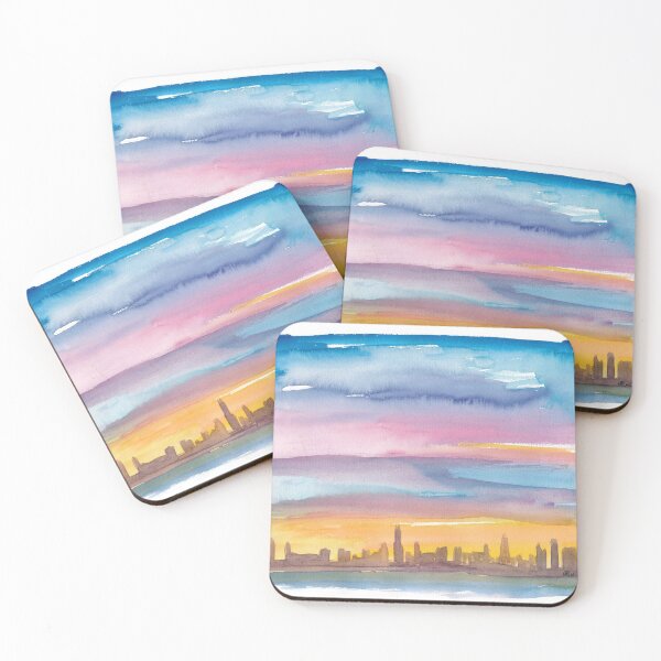 Item preview, Chicago Illinois Skyline in Golden Sunset Mood designed and sold by artshop77.