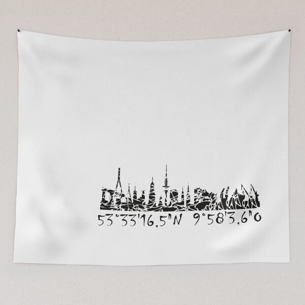 Item preview, Skyline Hamburg with coordinates of the viewpoint designed and sold by Kalli-design.