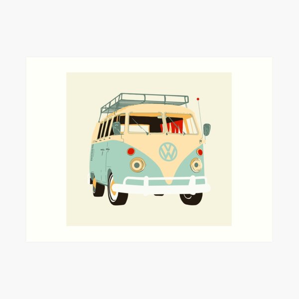 Green and beige Van vw Art Print