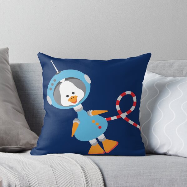 Duck In Space Throw Pillow