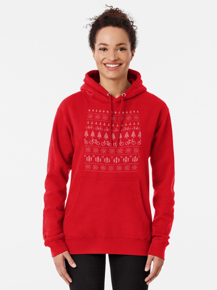Thumbnail 2 von 5, Hoodie, Weihnachts-Radsportpullover | Rot designt und verkauft von katecrashed.