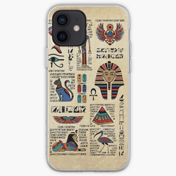 Egyptian hieroglyphs and deities on papyrus iPhone Soft Case
