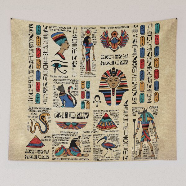 Item preview, Egyptian hieroglyphs and deities on papyrus designed and sold by k9printart.