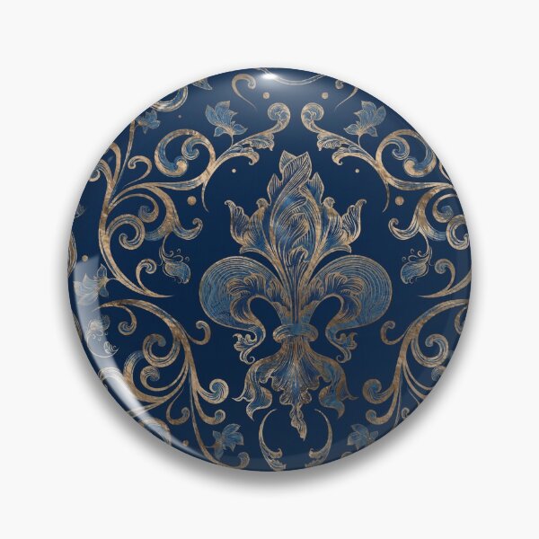 Item preview, Fleur-de-lis ornament Blue Marble and Gold designed and sold by k9printart.