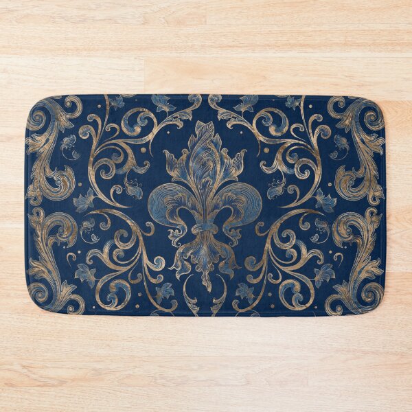 Item preview, Fleur-de-lis ornament Blue Marble and Gold designed and sold by k9printart.