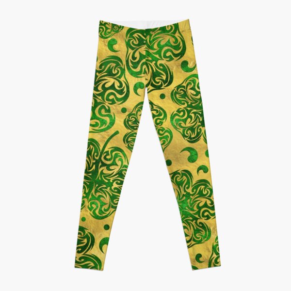 Lucky Green Watercolour Shamrock Pattern Leggings by tanyadraws