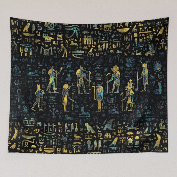Item preview, Egyptian Gods and hieroglyphs - Abalone and Gold designed and sold by k9printart.