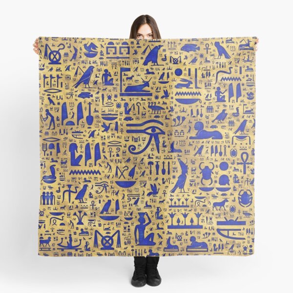 Egyptian hieroglyphic Lapis Lazuli and Gold Scarf