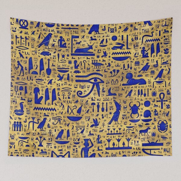 Item preview, Egyptian hieroglyphic Lapis Lazuli and Gold designed and sold by k9printart.