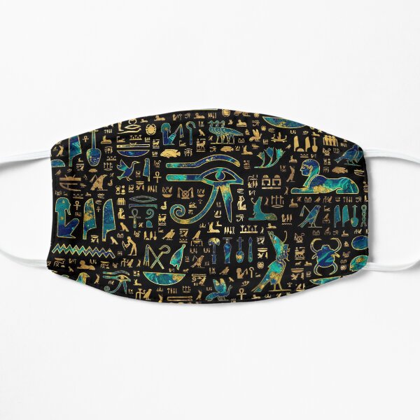 Ancient Egyptian hieroglyphics Marble and Gold Flat Mask