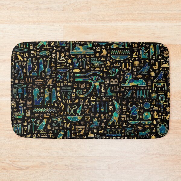 Item preview, Ancient Egyptian hieroglyphics Marble and Gold designed and sold by k9printart.