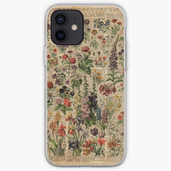 Colourful Wild Meadow Flowers Over Vintage Dictionary Book Page iPhone Soft Case