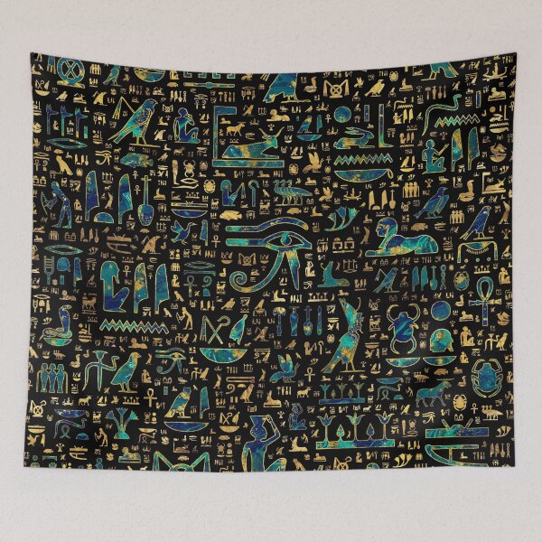 Item preview, Ancient Egyptian hieroglyphics Marble and Gold designed and sold by k9printart.