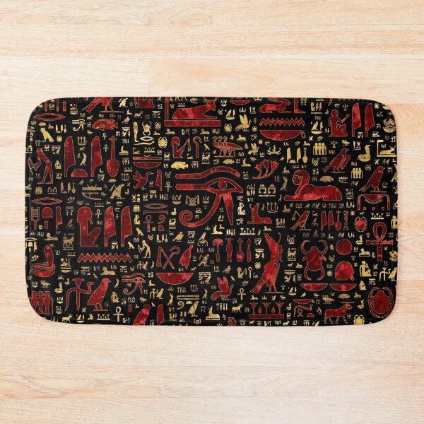 Item preview, Ancient Egyptian hieroglyphic pattern Red Marble and Gold designed and sold by k9printart.
