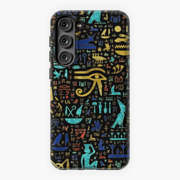 Colorful Ancient Egyptian hieroglyphic pattern