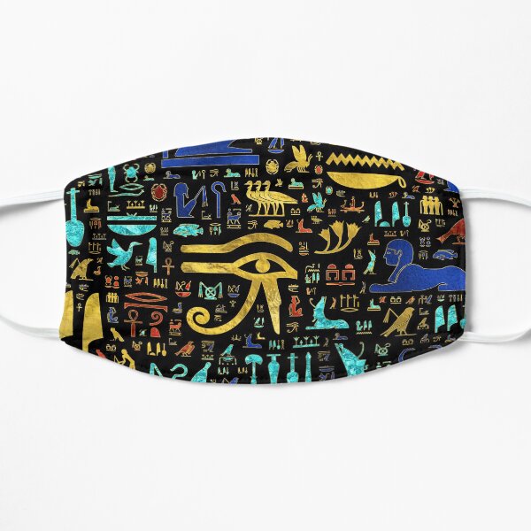 Colorful Ancient Egyptian hieroglyphic pattern Flat Mask