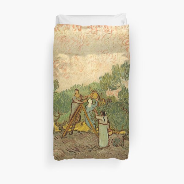 Women Picking Olives by Vincent van Gogh, 1889 Duvet Cover