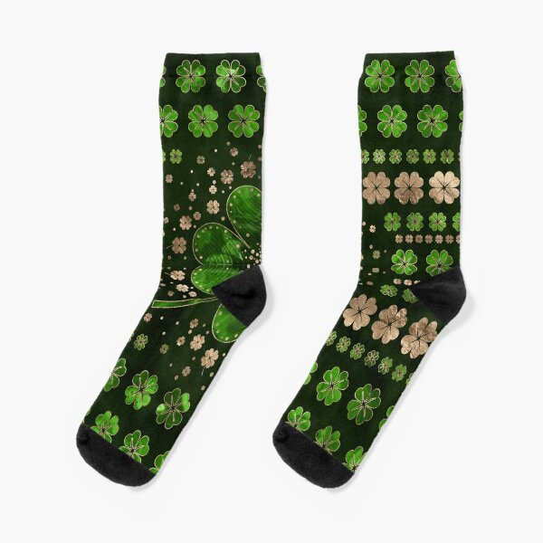 Item preview, Irish Shamrock Four-leaf clover Malachite and gold designed and sold by k9printart.