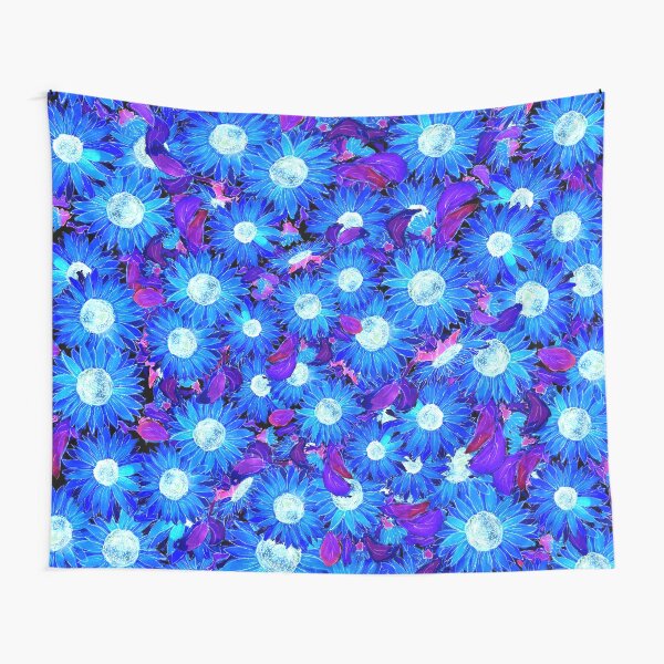 Blaues Sonnenblumen-Muster Wandbehang