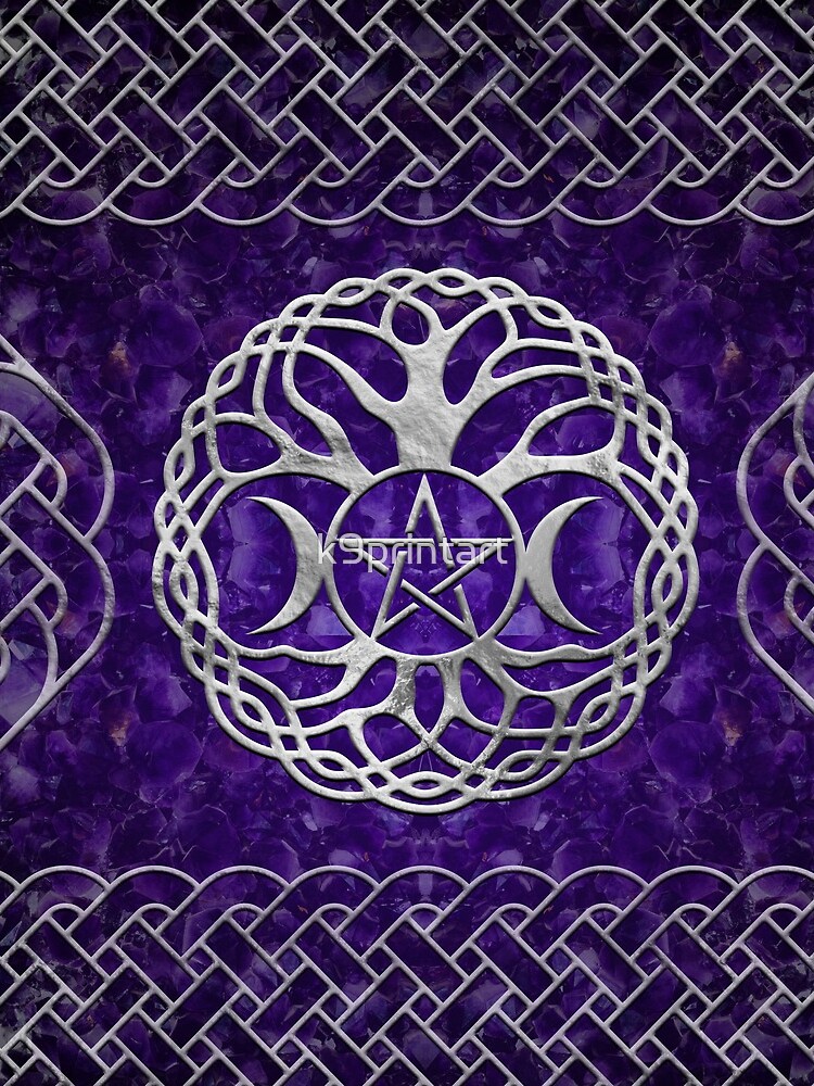 Triple Goddess with pentagram and tree of life by k9printart