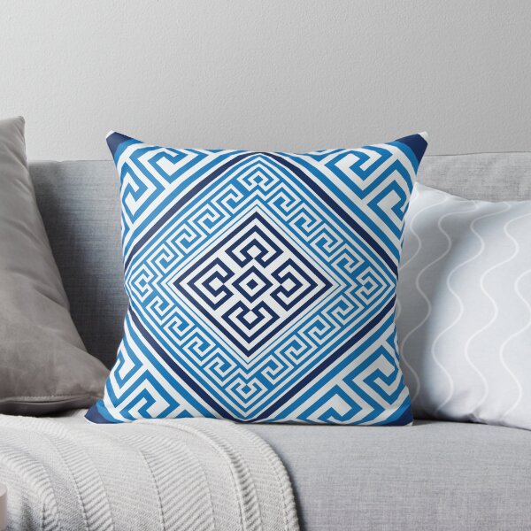 Greek Key Ornament - Santorini -Rhombus #2 Throw Pillow