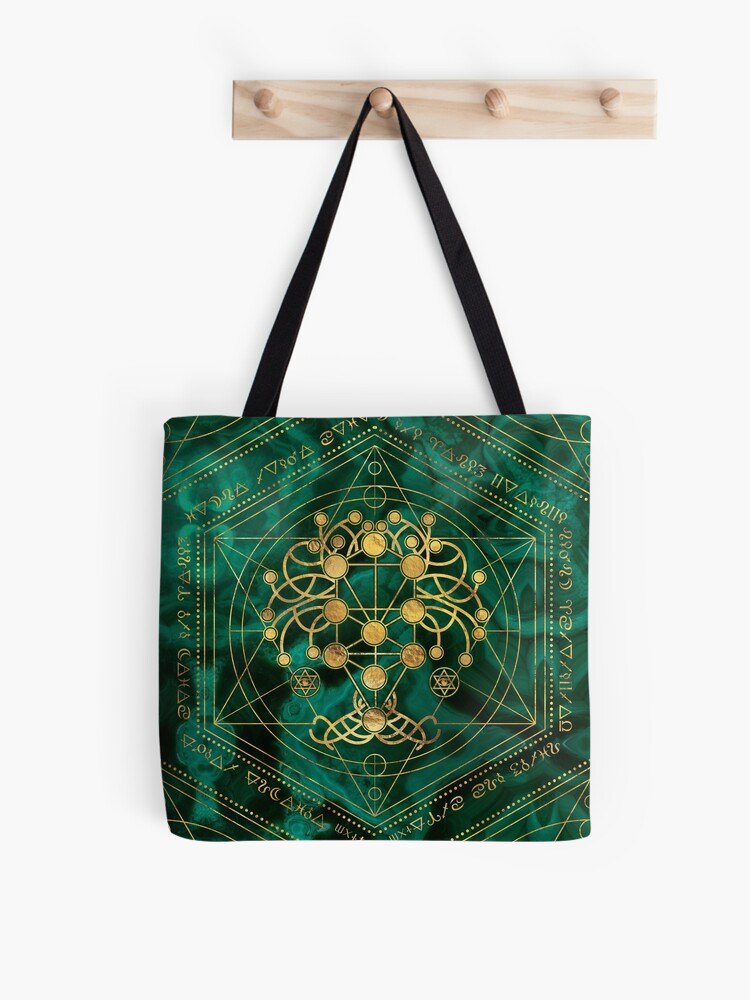 Elegant Green Glitter Tree of Life Zen Yoga Tote Bag