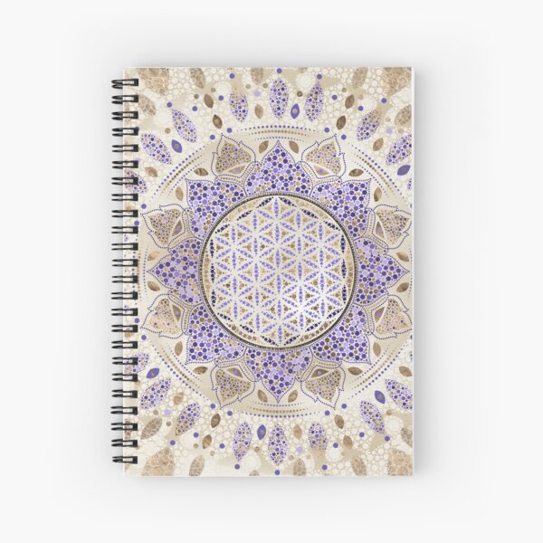 Aperçu de l'œuvre Fleur de vie Dot Art Pastels, violets et or créée et vendue par k9printart.