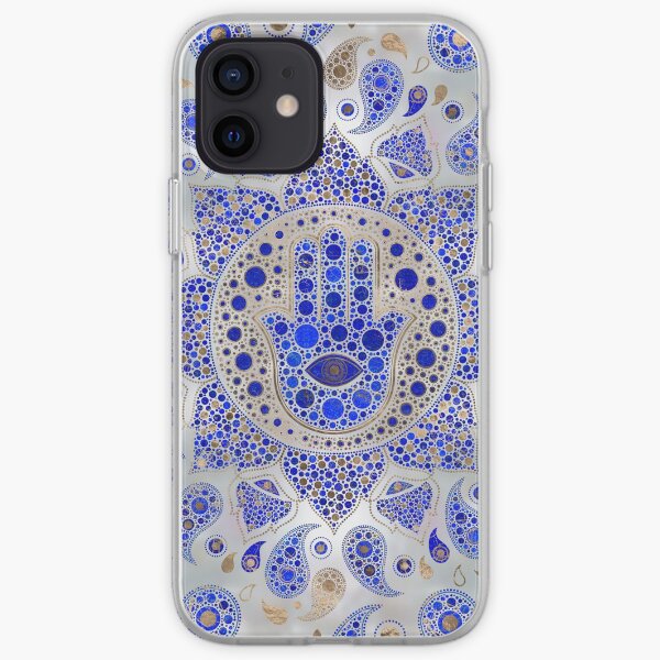Hamsa Hand -Hand of Fatima Dot Art On Mother of pearl iPhone Soft Case