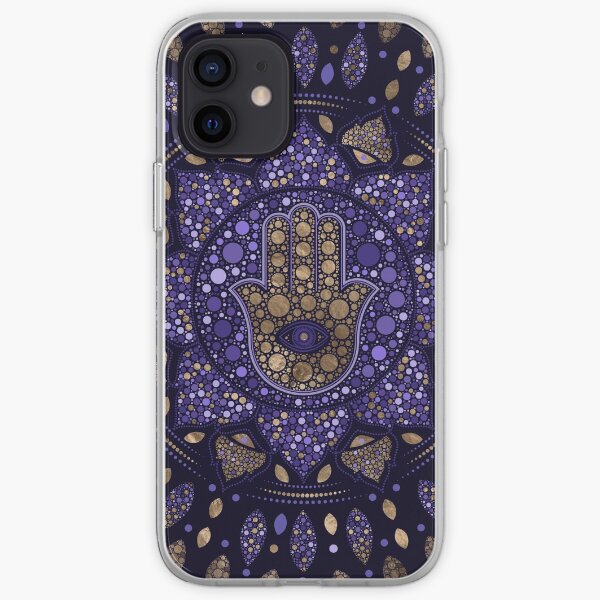 Hamsa Hand -Hand of Fatima in Lotus mandala iPhone Soft Case