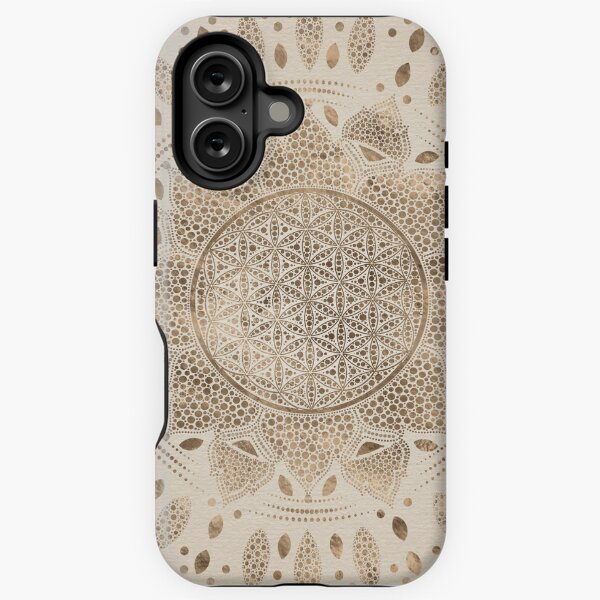 Item preview, Flower of Life in Lotus Dot Art pastel golds and canvas designed and sold by k9printart.