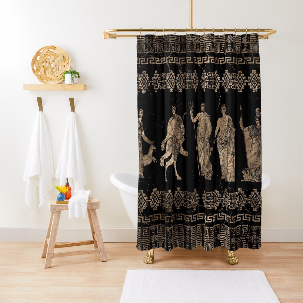 "Greek Dieties and Meander key ornament" Shower Curtain for Sale by