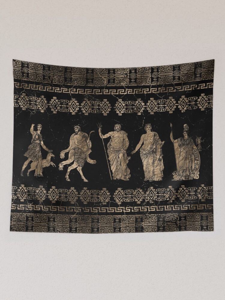 Greek Dieties and Meander key ornament Tapestry for Sale by k9printart