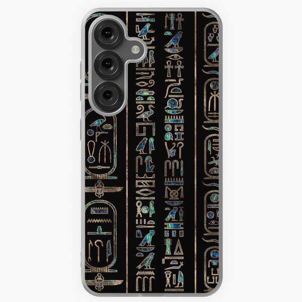 Item preview, Egyptian hieroglyphs pattern Gold Abalone designed and sold by k9printart.