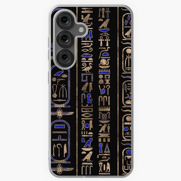 Item preview, Egyptian hieroglyphs pattern Gold Lapis Lazuli #2 designed and sold by k9printart.
