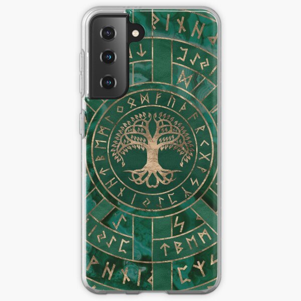 Tree of life -Yggdrasil and Futhark - Malachite Samsung Galaxy Soft Case