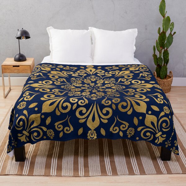 Item preview, Oriental Damask Ornament - Gold on dark blue #3 designed and sold by Nartissima.