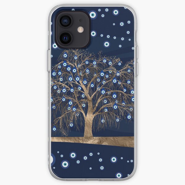 Nazar Charm Tree - Gold on Dark Blue iPhone Soft Case