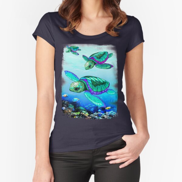 Sea Turtles Dance  Fitted Scoop T-Shirt