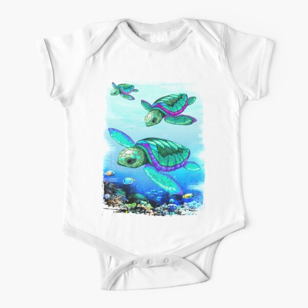 Sea Turtles Dance Short Sleeve Baby One-Piece