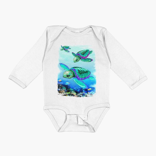 Sea Turtles Dance Long Sleeve Baby One-Piece